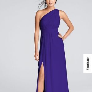 David’s Bridal Long Chiffon Dress with Asymmetric Neckline in Regency